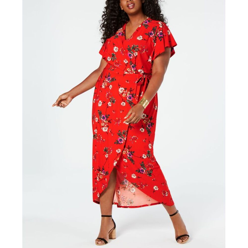 Monteau Trendy Plus Size Faux Wrap Maxi Dress
